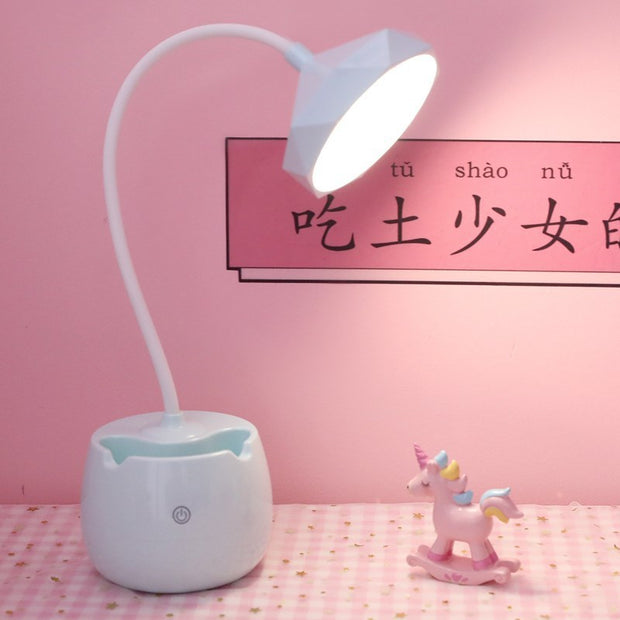 Small Table Lamp iIns Wind Simple Girl Bedroom Desktop Eye Protection Desk Rechargeable Plug Dual-use Adjustable Brightness