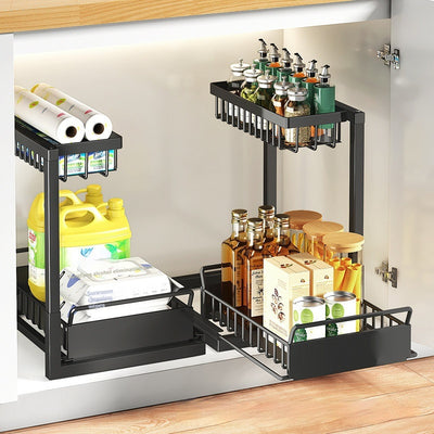 Kitchen Sink Rack Seasoning Dish Multi-function Pull-out Sink Storage Cabinet Layered Rack