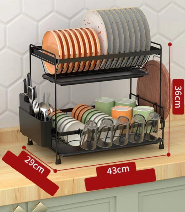 Double - Layer Multi - Functional Dish Rack Drain Basket For Storage And Arrangement