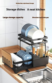 Kitchen Dish Rack Draining Rack Tableware Flat Ware Storage Rack