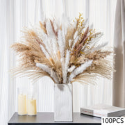 Natural Pampas Pink Flowers Bunny Tails Gem Grass Bouquet Wedding Decor