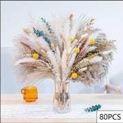 Natural Pampas Pink Flowers Bunny Tails Gem Grass Bouquet Wedding Decor