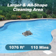 Cordless Robotic Cleaner, Last 110 Mins & Clean 1076 Sq. Ft for Above Ground and Inground Pool