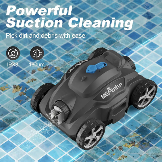 Cordless Robotic Cleaner, Last 110 Mins & Clean 1076 Sq. Ft for Above Ground and Inground Pool