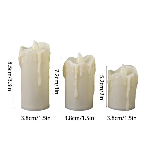 Candles Flameless Lights Set Of 3 Realistic LED Candles Battery