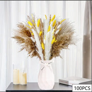 Natural Pampas Pink Flowers Bunny Tails Gem Grass Bouquet Wedding Decor