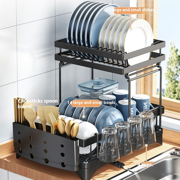 Kitchen Dish Rack Draining Rack Tableware Flat Ware Storage Rack